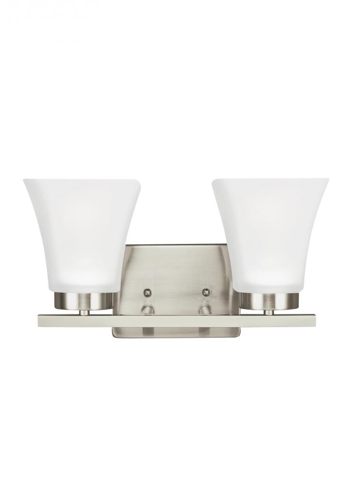 Bayfield contemporary 2-light LED indoor dimmable bath vanity wall sconce in brushed nickel silver f