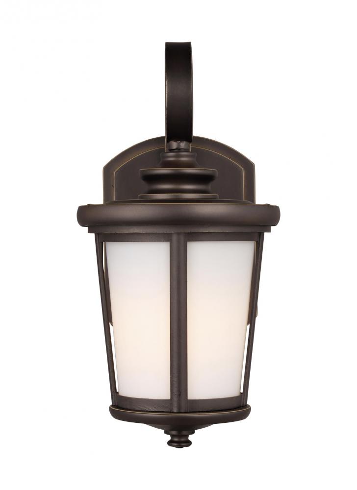 Eddington modern 1-light LED outdoor exterior small wall lantern sconce in antique bronze finish wit