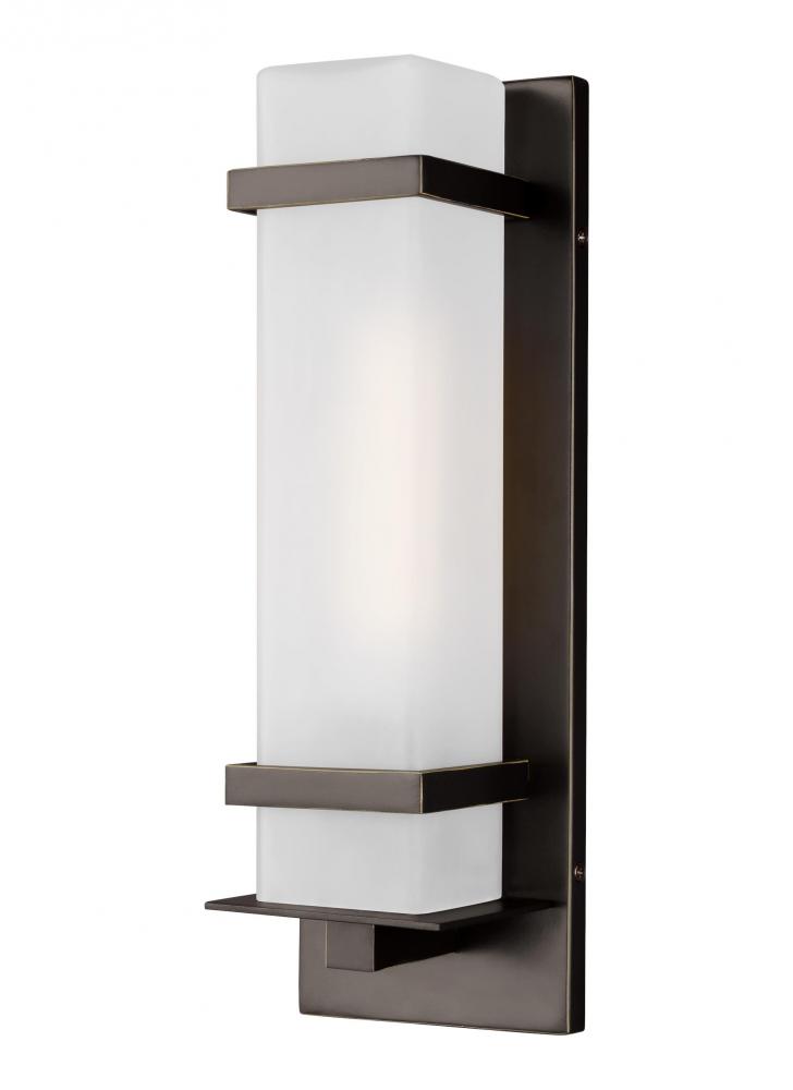 Alban modern 1-light LED outdoor exterior small square wall lantern sconce in antique bronze finish