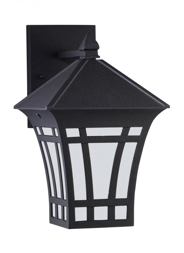 Herrington transitional 1-light LED outdoor exterior medium wall lantern sconce in black finish with