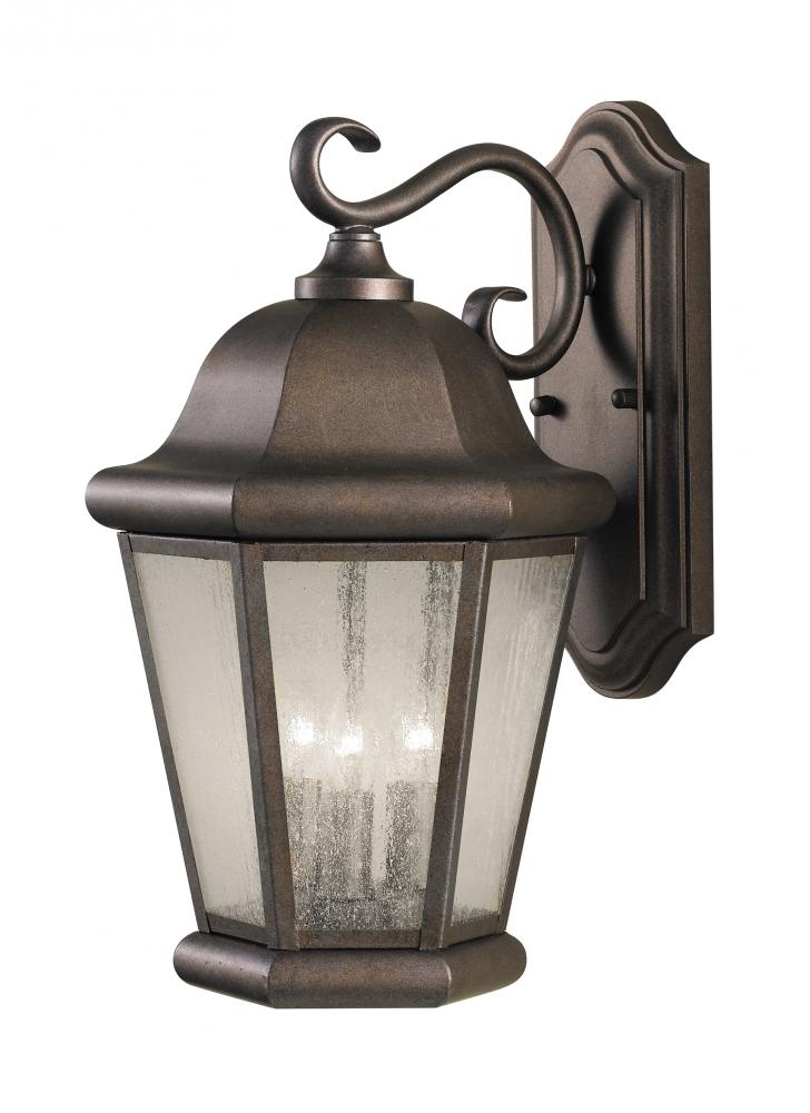 Martinsville traditional 3-light LED outdoor exterior large wall lantern sconce in corinthian bronze