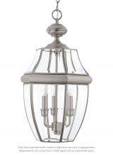 Generation Lighting 6039EN-965 - Lancaster traditional 3-light LED outdoor exterior pendant in antique brushed nickel silver finish w