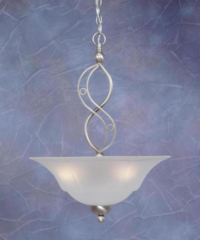 Three Light Brushed Nickel Dew Drop Glass Up Pendant