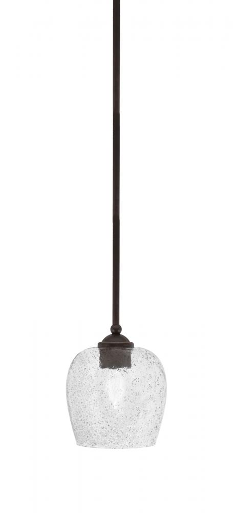 Zilo Stem Hung Mini Pendant, Dark Granite Finish, 6" Smoke Bubble Glass