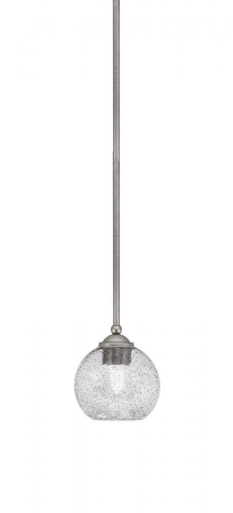 Zilo Stem Mini Pendant, Graphite Finish, 5.75" Smoke Bubble Glass