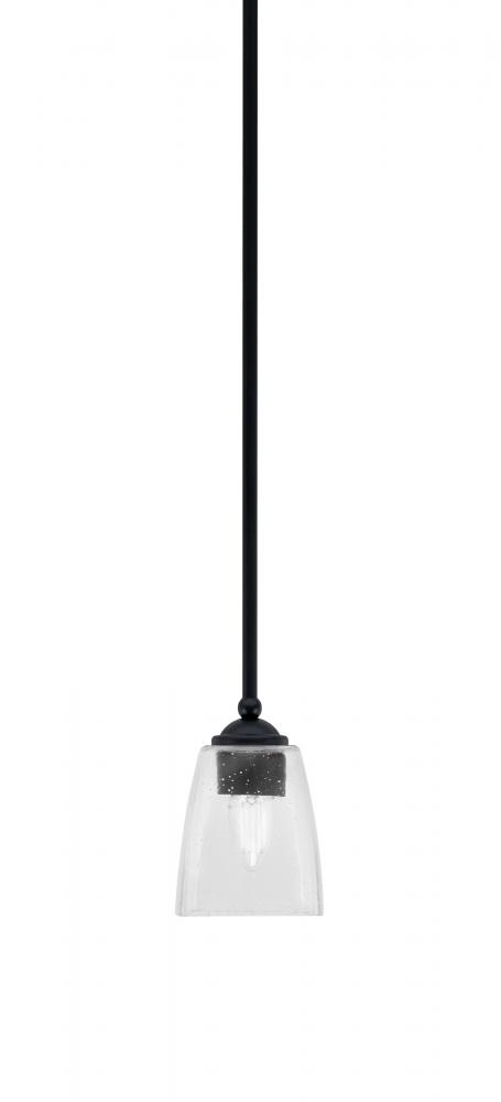 Zilo Stem Mini Pendant, Matte Black Finish, 4.5" Square Clear Bubble Glass