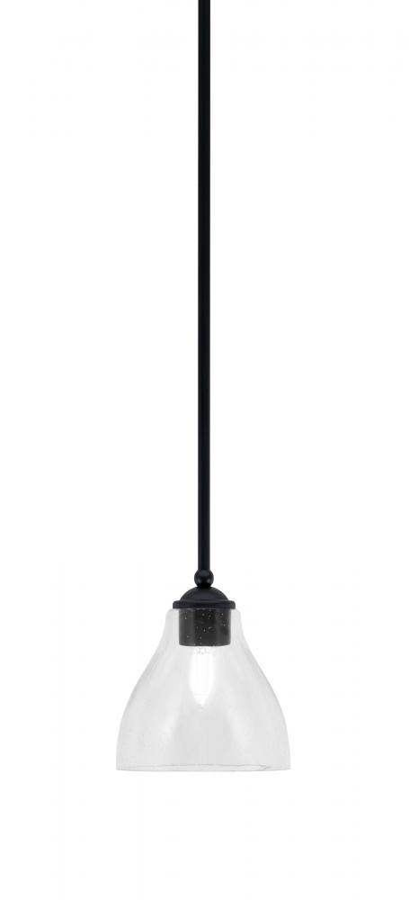 Zilo Stem Mini Pendant, Matte Black Finish, 6.25" Clear Bubble Glass