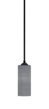 Toltec Company 560-MB-4092 - Zilo Stem Mini Pendant, Matte Black Finish, 4" Gray Matrix Glass