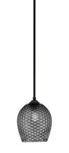 Toltec Company 560-MB-4902 - Zilo Stem Mini Pendant, Matte Black Finish, 7.5" Smoke Textured Glass