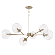 Capital 461561AD-661 - 38" W x 14" H 6-Light Sputnik Chandelier in Aged Brass with Clear Glass Globes