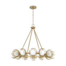 Capital 462101GF - 29" W x 25" H 12-LT Chandelier in Buffed Gold w/ Bent Wire Flower Petals & Soft White Glass