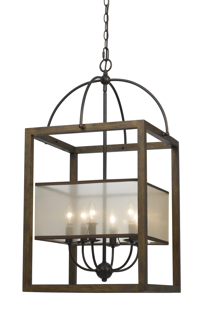 33" Inch Six Light Rectangular Chandelier in Dark Bronze