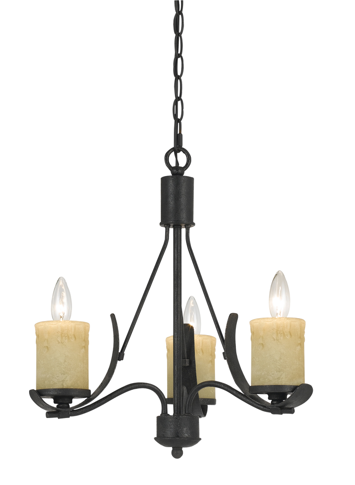 18" Inch Tall Metal Chandelier in Black Smith Finish