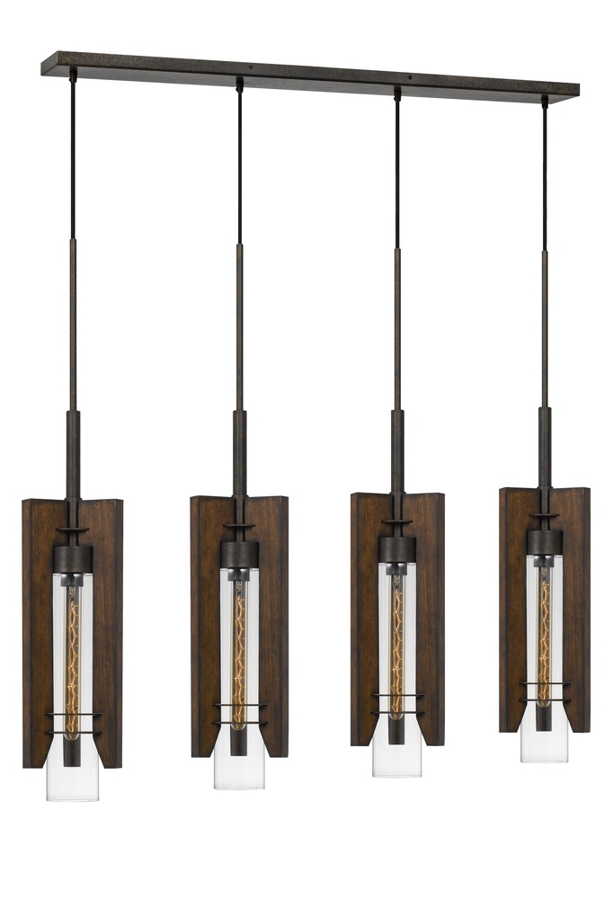 38" Height Wood and Metal Pendants in Wood Color Finish