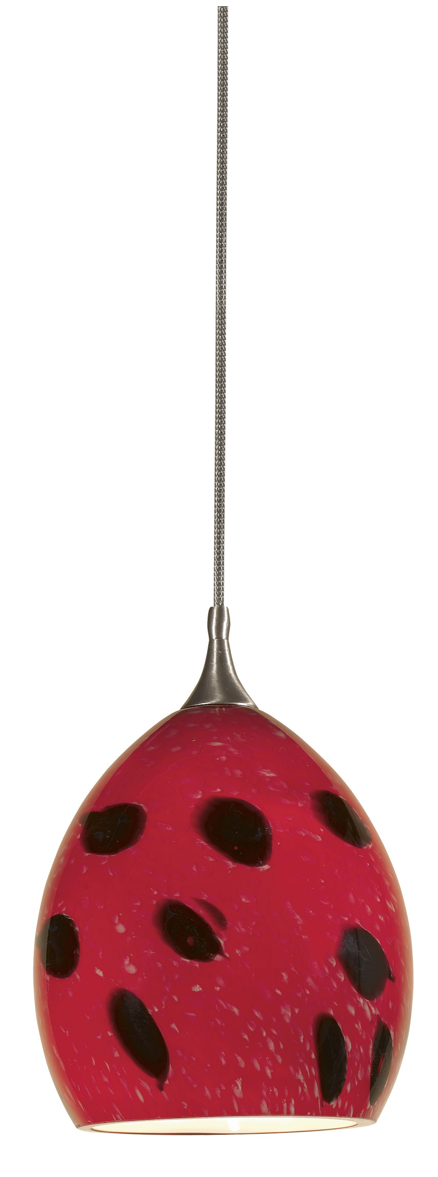 6.5" Tall Glass and Metal Pendant with Brushed Steel Cord