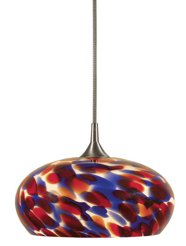 4.9" Tall Glass and Metal Pendant with Brushed Steel Cord