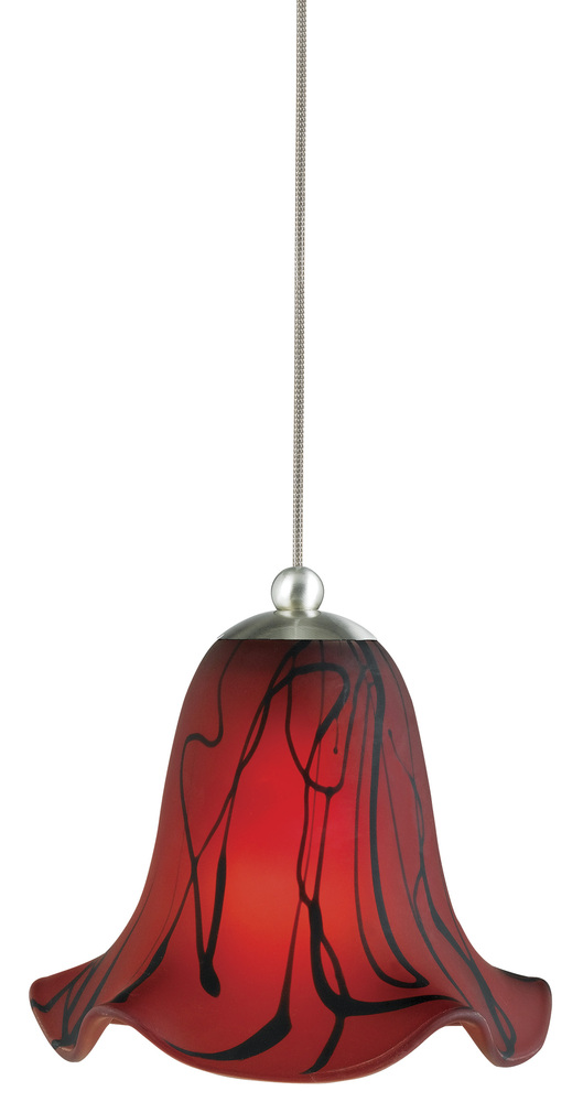 8.6" Tall Glass and Metal Pendant with Brushed Steel Cord