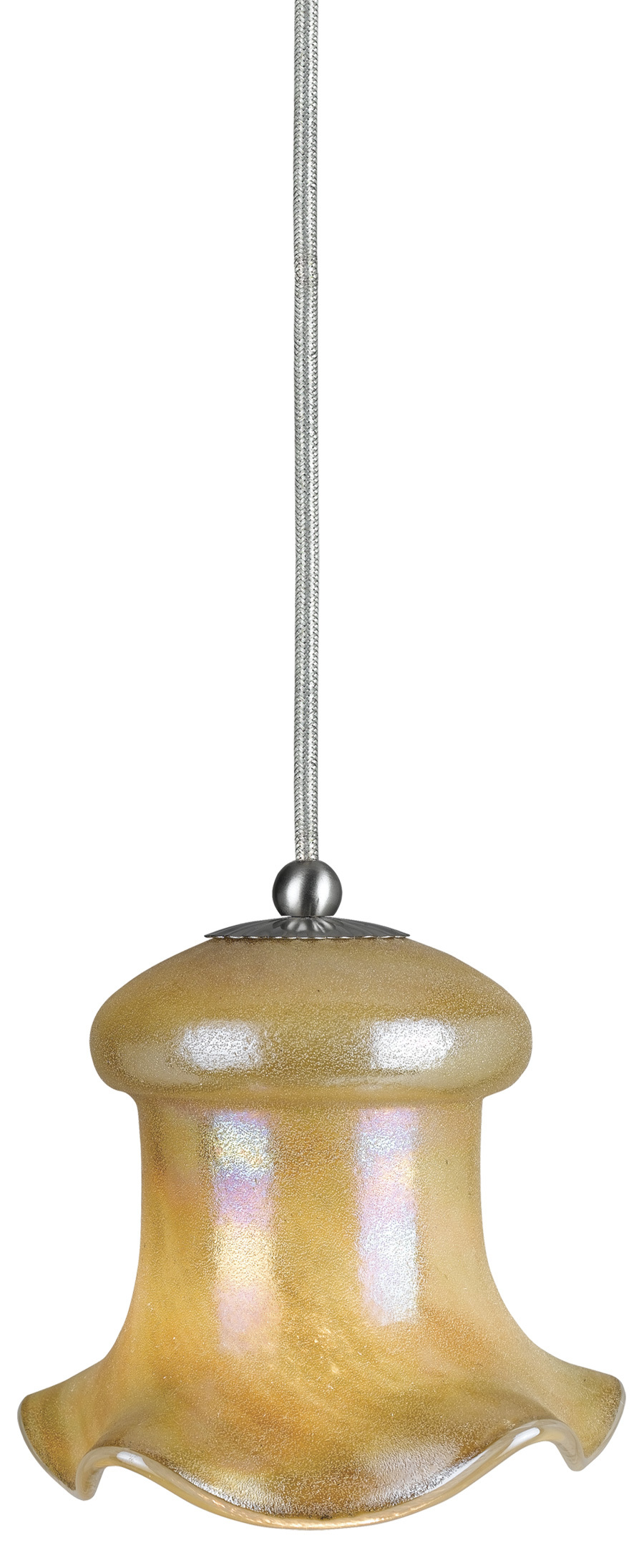 6.4" Tall Glass and Metal Pendant with Brushed Steel Cord