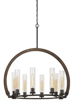 CAL Lighting FX-3691-8 - 37" Height Metal and Wood Chandelier in Wood/Iron Finish