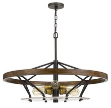 CAL Lighting FX-3721-6 - 22" Height Metal and Pinewood Chandelier in Bronze/Wood Finish