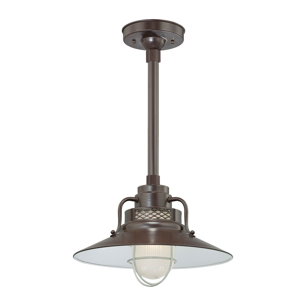 R Series 1-Light Stem Hung Railroad Shade Architectural Bronze