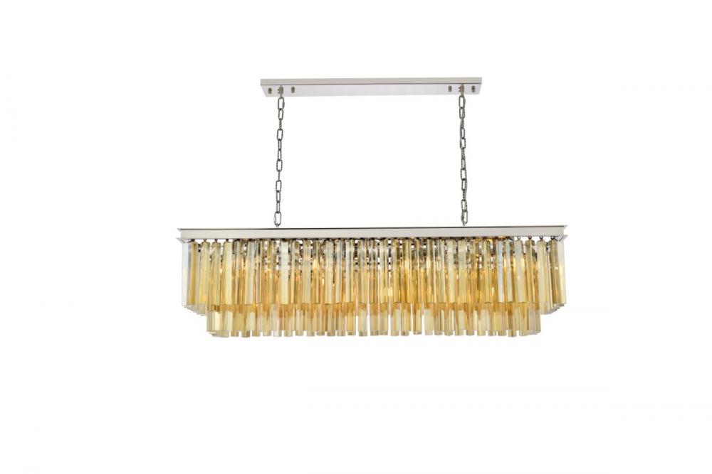 Sydney 12 Light Polished Nickel Chandelier Golden Teak (Smoky) Royal Cut Crystal