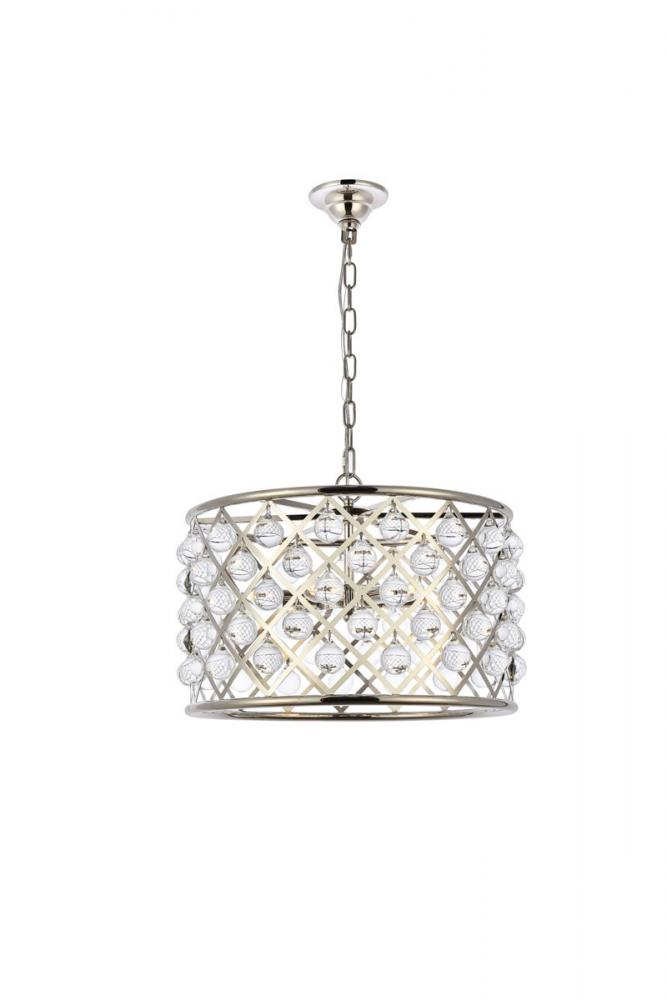 Madison 6 light polished nickel Pendant Clear Royal Cut Crystal