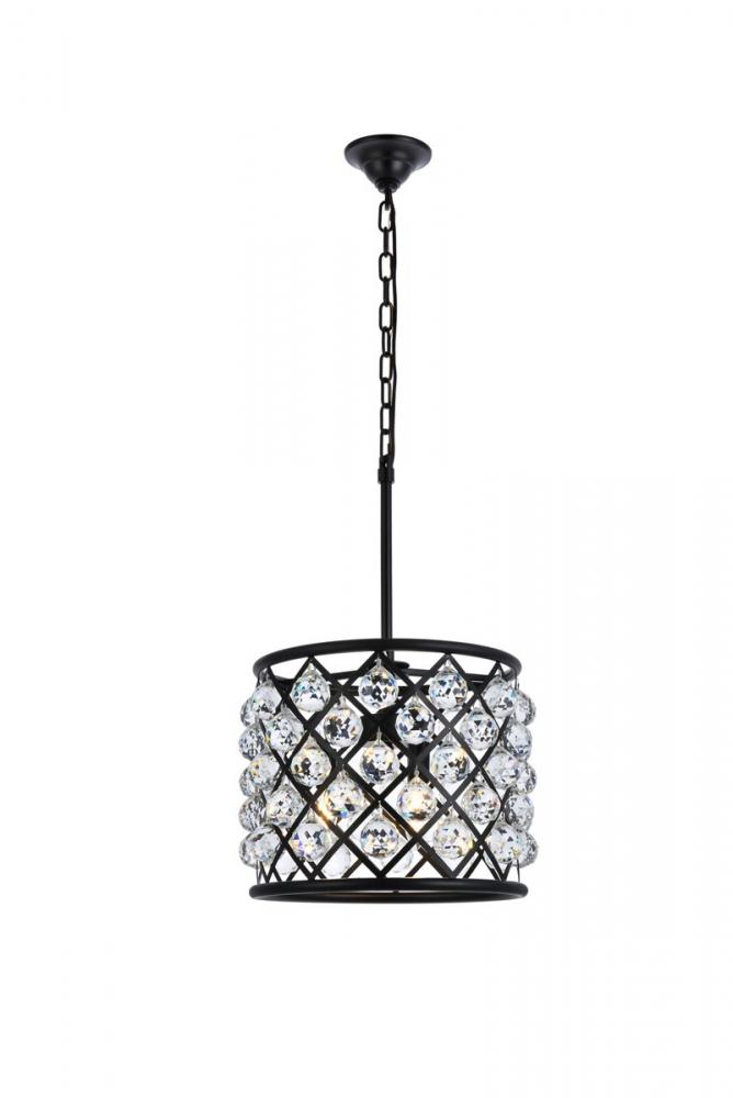 Madison 4 Light Matte Black Pendant Clear Royal Cut Crystal