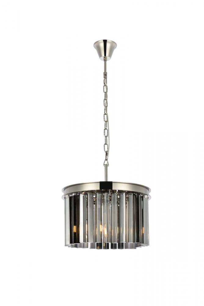 Sydney 3 light polished nickel Pendant Silver Shade (Grey) Royal Cut Crystal