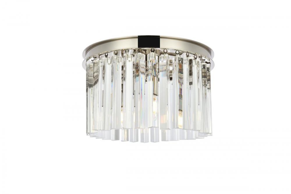 Sydney 3 Light Polished Nickel Flush Mount Clear Royal Cut Crystal