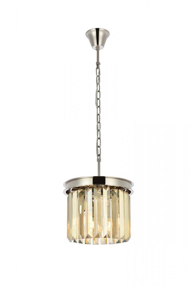 Sydney 3 light polished nickel Pendant Golden Teak (Smoky) Royal Cut Crystal