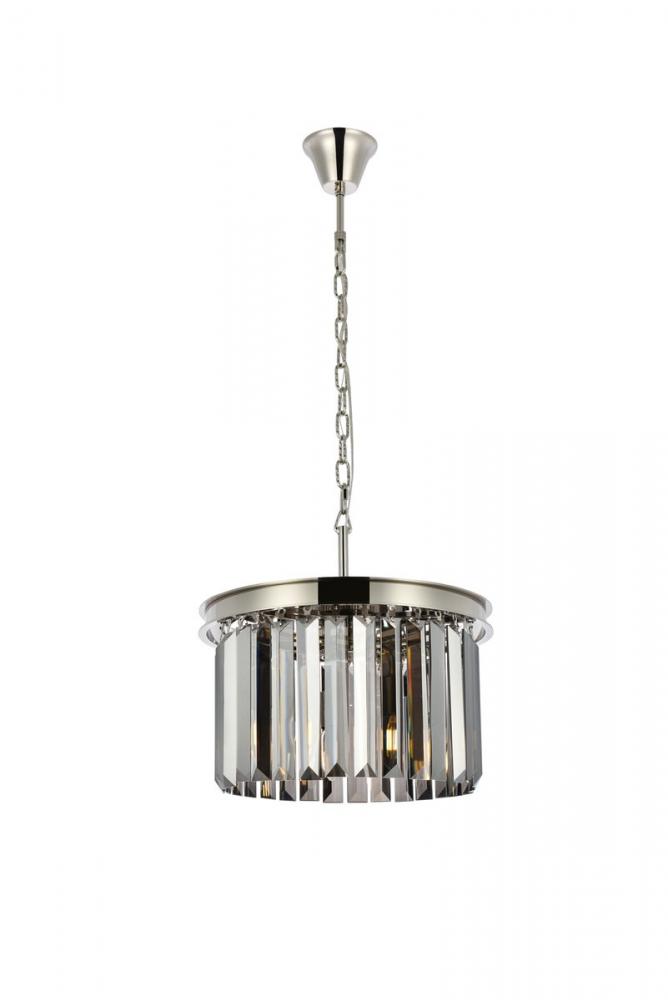 Sydney 3 light polished nickel Pendant Silver Shade (Grey) Royal Cut Crystal