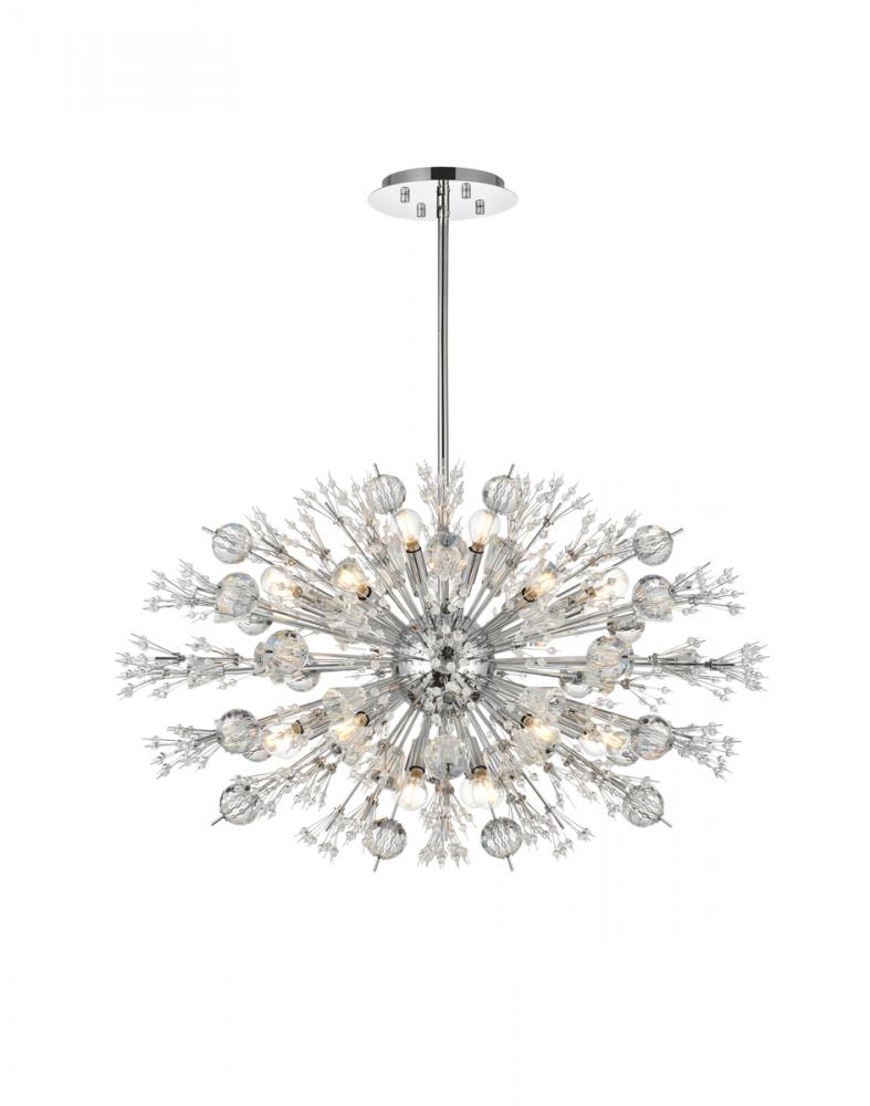 Vera 36 inch crystal starburst oval pendant in chrome