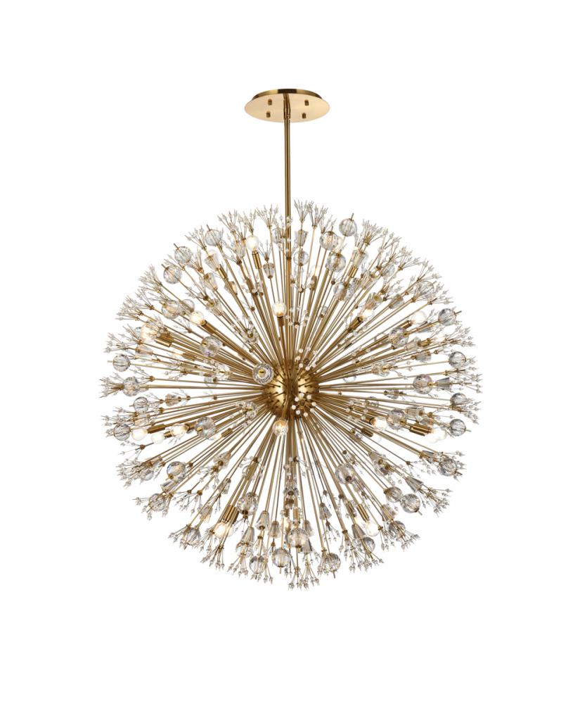 Vera 50 inch crystal starburst round pendant in gold