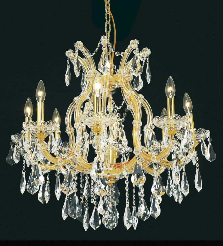 Maria Theresa 9 Light Gold Chandelier Clear Royal Cut Crystal