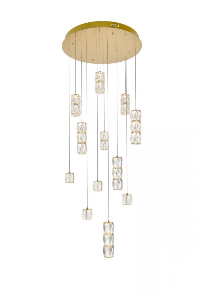 Polaris LED Light Gold Pendant Clear Crystal