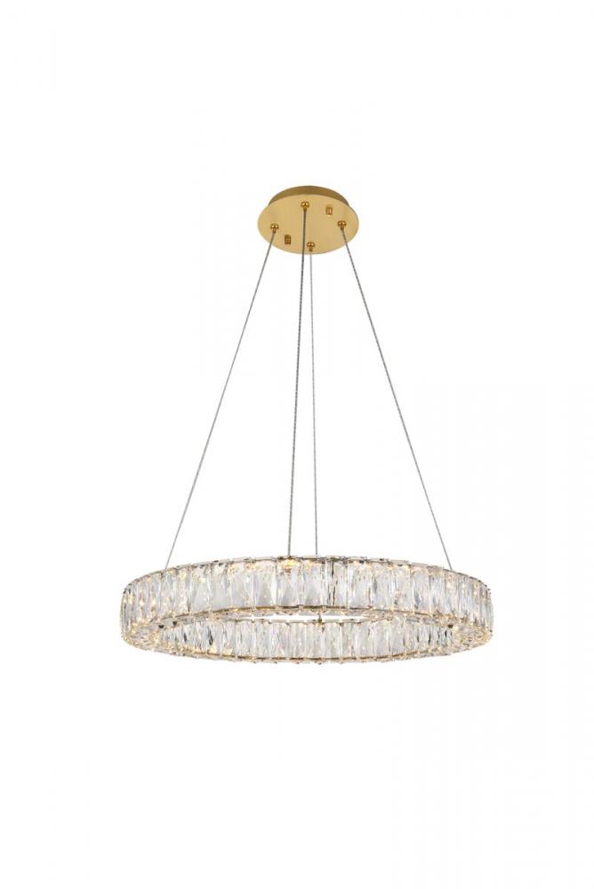 Monroe Integrated LED Chip Light Gold Chandelier Clear Royal Cut Crystal