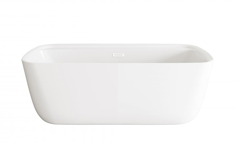 67 inch Soaking Bathtub in Glossy White with Polished White Trim