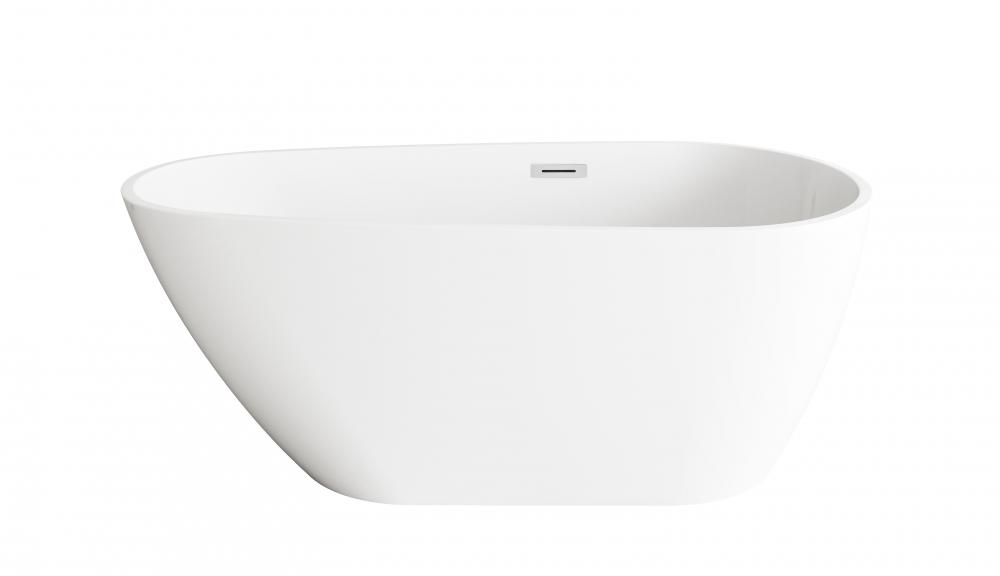 59 inch Bathtub in Glossy White with Chrome Trim