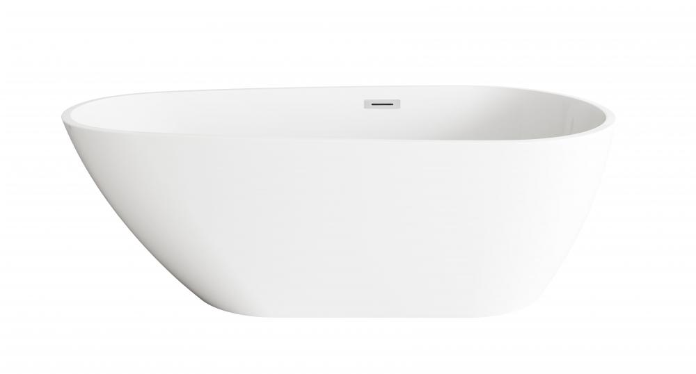 67 inch Bathtub in Glossy White with Chrome Trim