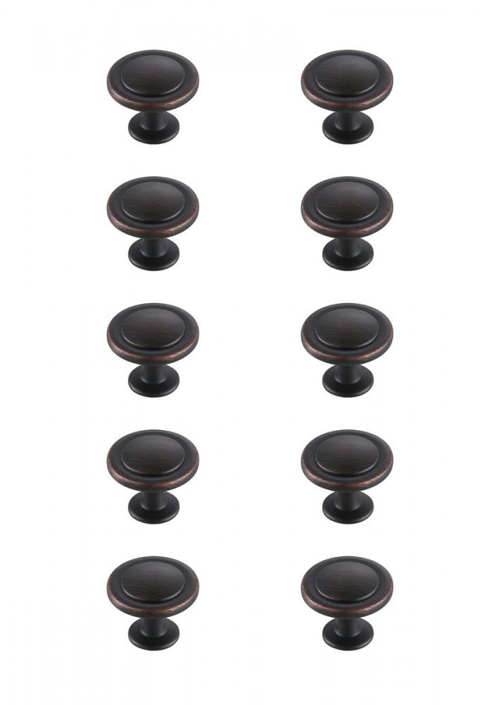 Logyn 1.3" Diameter Oil-rubbed Bronze Mushroom Knob Multipack (Set of 10)