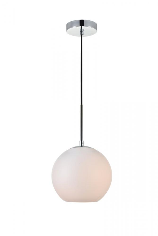 Baxter 1 Light Chrome Pendant with Frosted White Glass