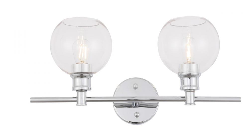 Collier 2 light Chrome and Clear glass Wall sconce