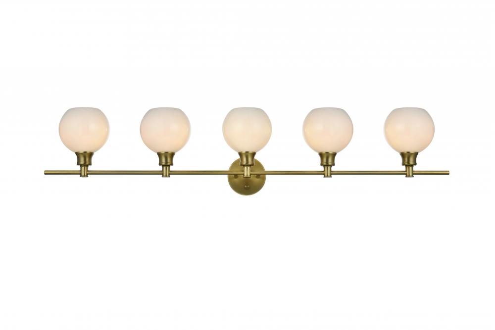 Collier 5 Light Satin Gold and Frosted White Glass Wall Sconce