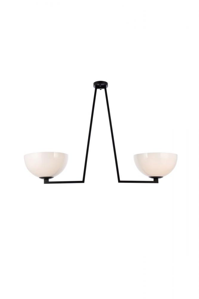 Jeanne 2 Lights Black and White Glass Flush Mount