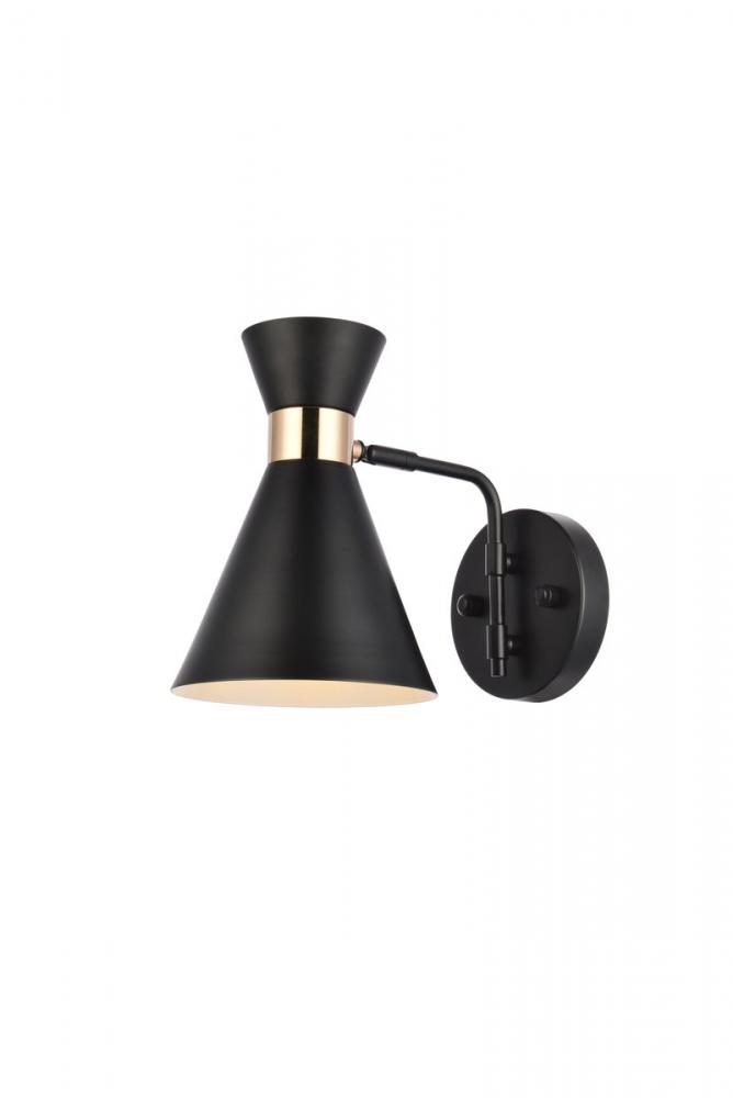 Halycon 6 inch black wall sconce