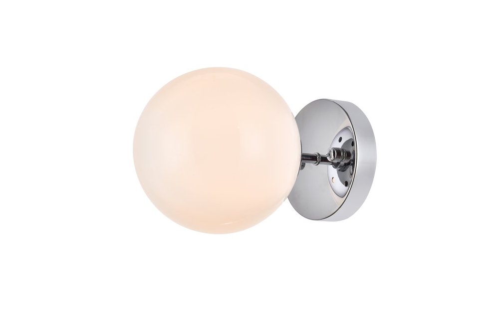 Mimi six inch dual flush mount and bath sconce in chrome with frosted glass