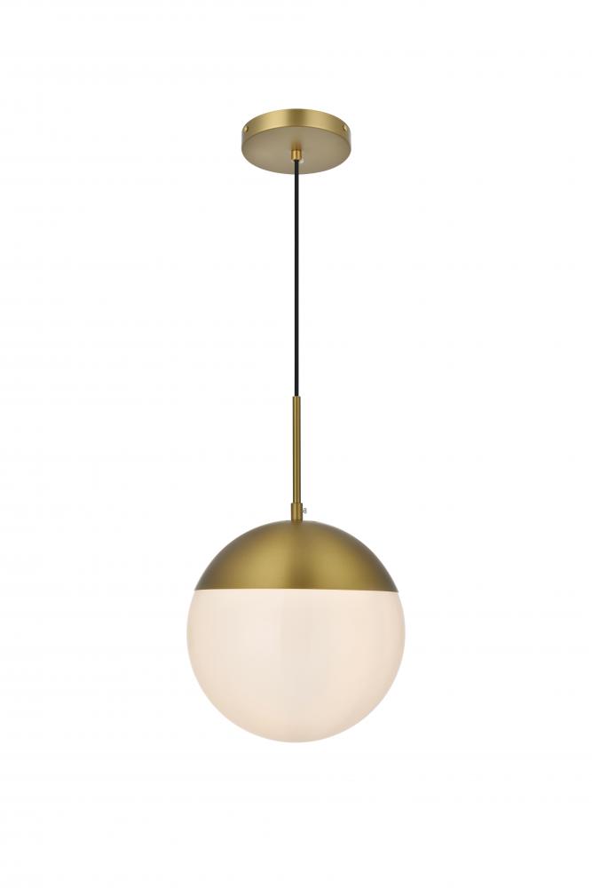 Eclipse 10 inch Pendant Frosted White Shade in Satin Gold