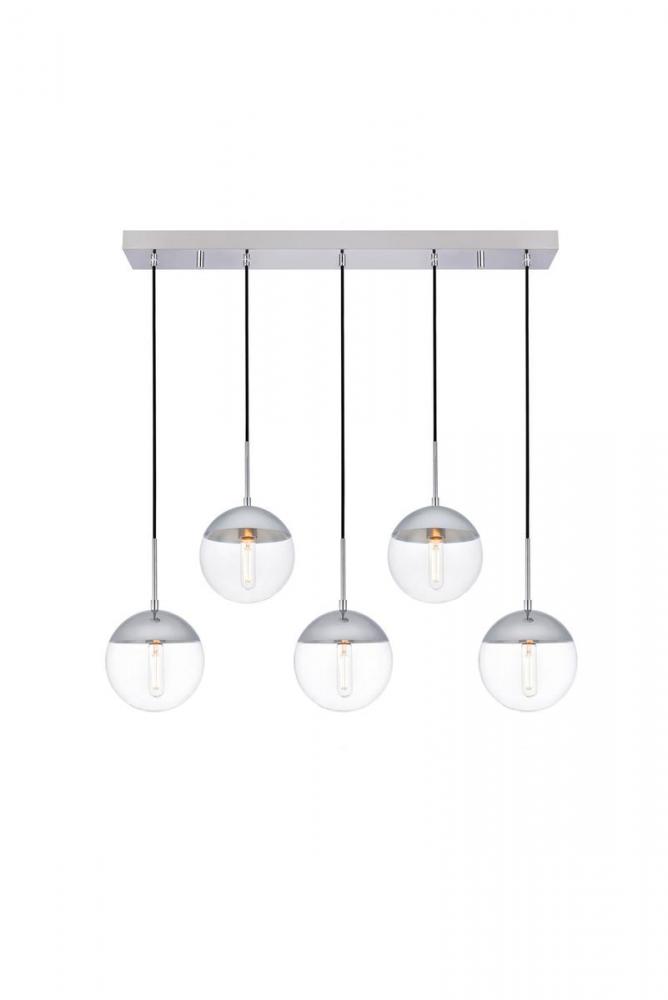 Eclipse 5 Lights Chrome Pendant With Clear Glass