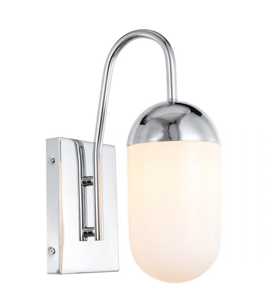 Kace 1 light Chrome and frosted white glass wall sconce